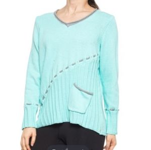 🔴 SALE Pure Knits Light Turquoise V-neck Pullover Sweater